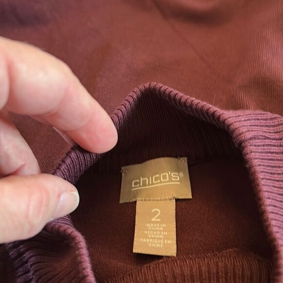 Chicos light weight long sleeve burgundy sweater Size 2 NWT - Picture 5 of 7